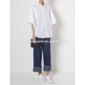 White Short Sleeve Oversized Poplin Cotton Shirt Manufacture Wholesale Fashion Women Apparel (TA4059B)